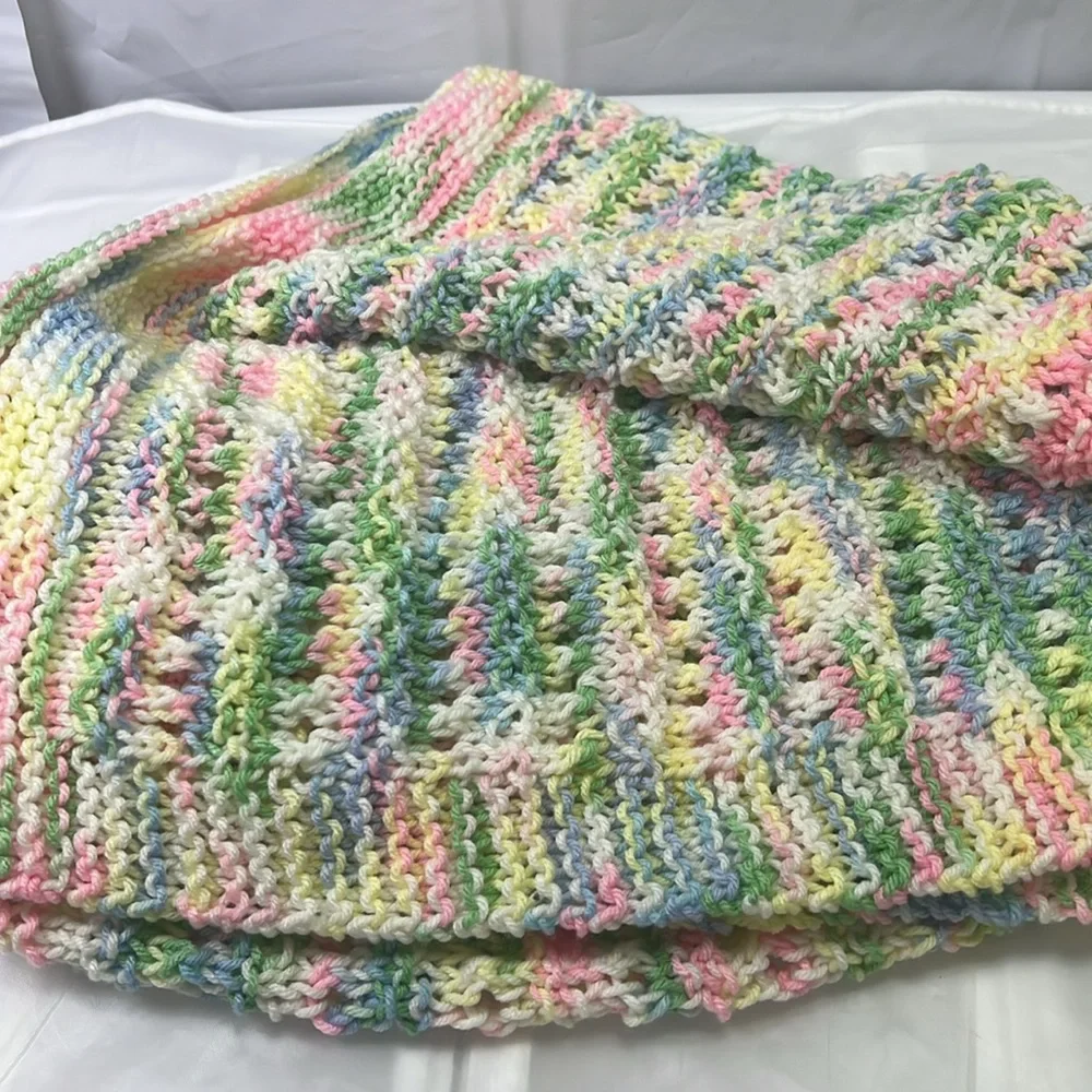 40 x 41 Hand Knit Throw Blanket Small Handmade